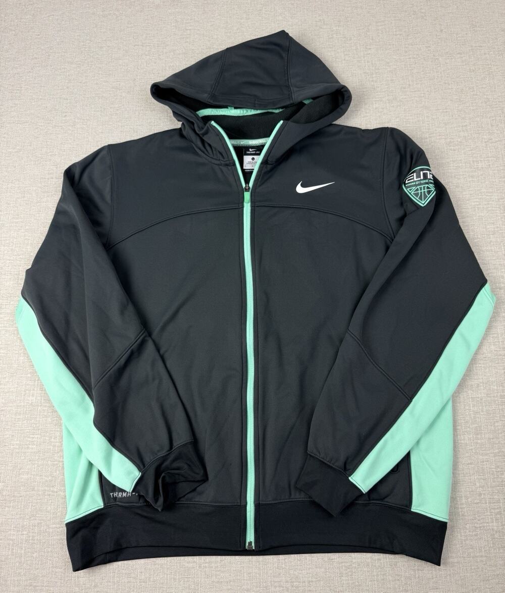 Nike Elite Therma-FIT Basketball Hoodie Jacket Black Mint Green Men’s Large